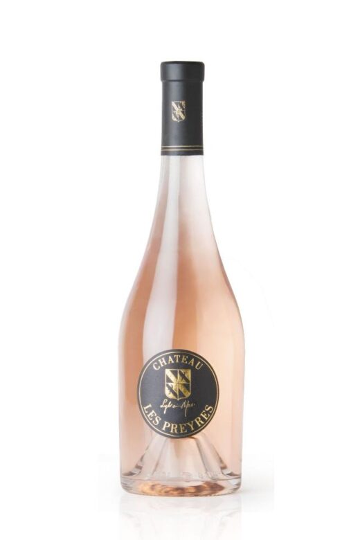 Rosé Château Font du Broc 2024, étiquette noire et or, fond blanc.